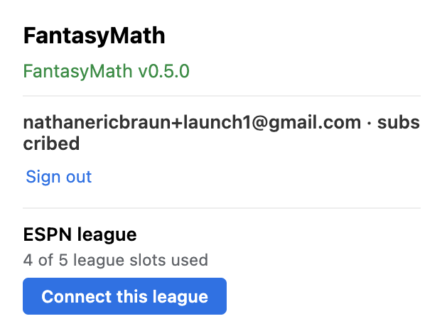 The popup on an ESPN league page with the Connect this league button