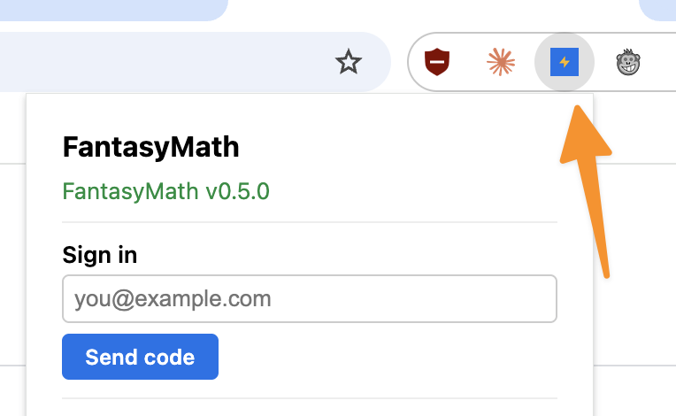 The extension popup asking for your email