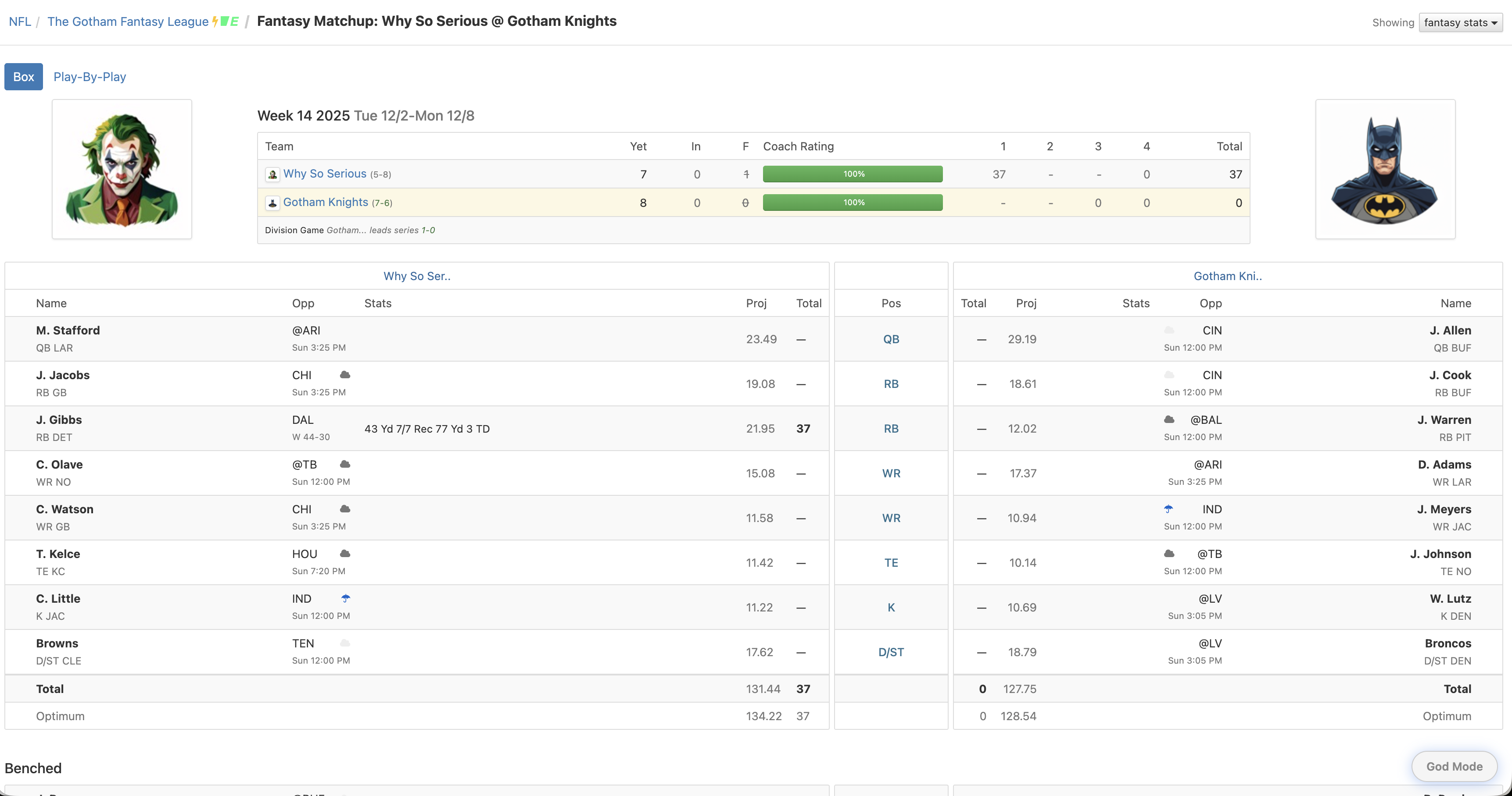 Matchup without God Mode